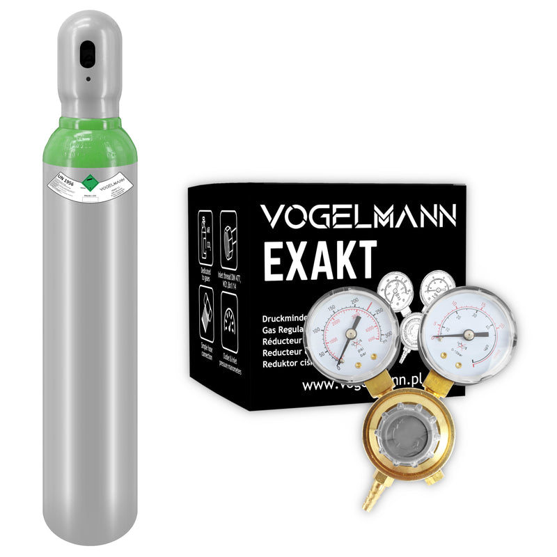 Argon/CO2 full gas cylinder 8L 1,5m3 with Regulator Exakt Vogelmann