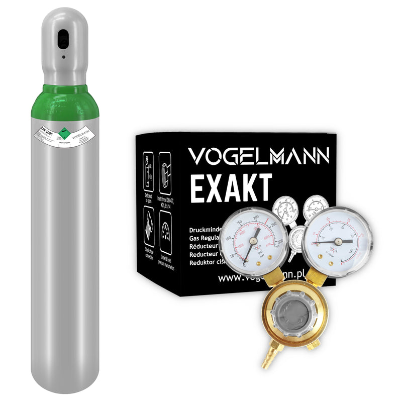 Argon 4.8 full gas cylinder 8L 1,5m3 with Regulator Exakt Vogelmann