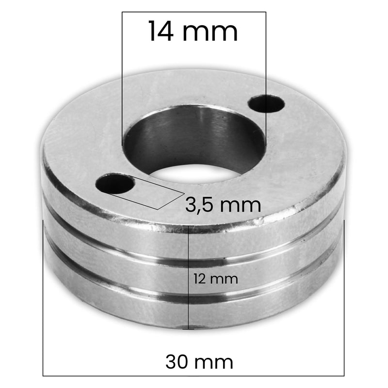 Wire feeder roll 4RA 30x14x12mm Steel / Aluminum 0,6mm / 0,8mm / 1,0mm / 1,2mm / 1,6mm