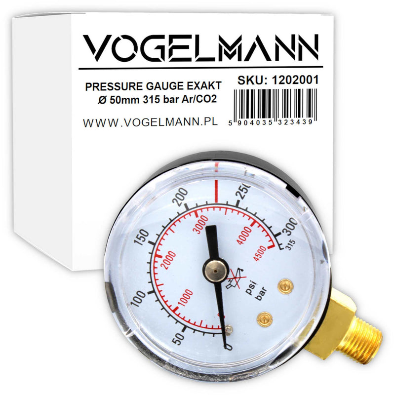 Pressure gauge Vogelmann Exakt ⌀50mm 315 bar Ar/CO2