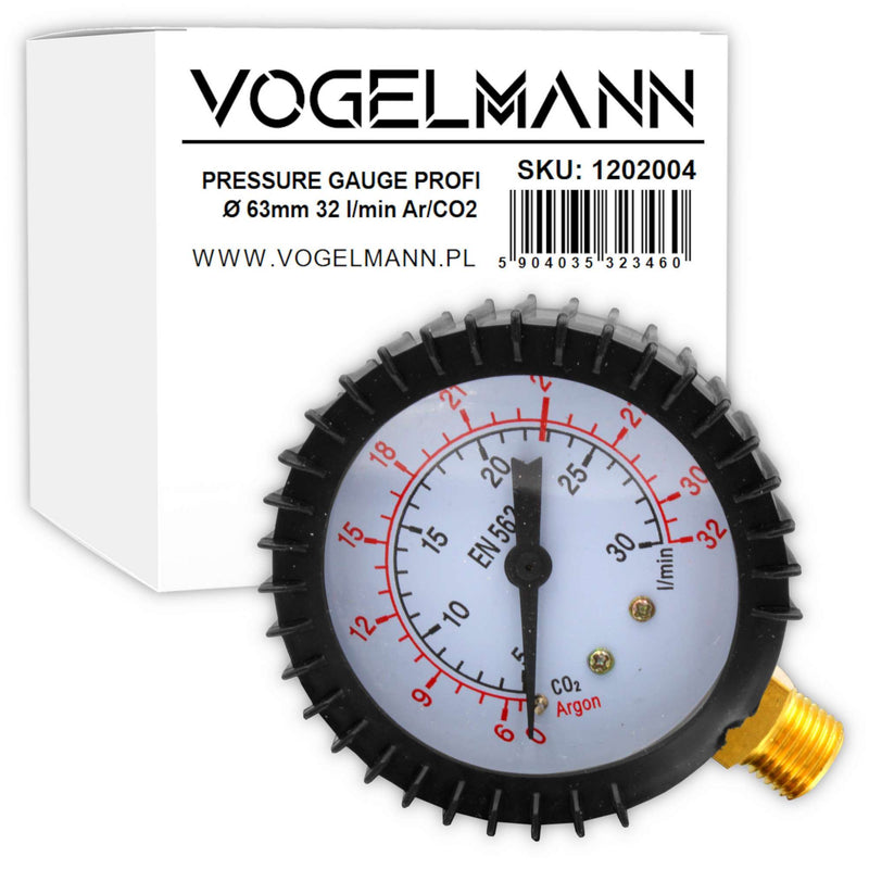 Pressure gauge Vogelmann Profi ⌀63mm 32l/min Ar/CO2