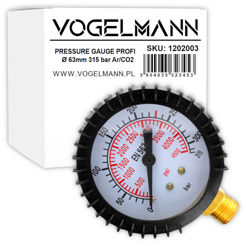 Pressure gauge Vogelmann Profi ⌀63mm 315 bar Ar/CO2