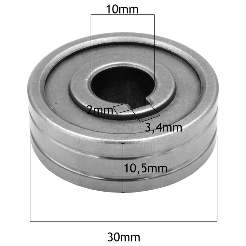 Wire feeder roll 30x10x10mm Steel / Aluminum 0,6mm / 0,8mm / 1,0mm